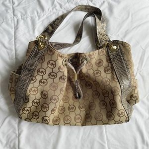 Michael Kors Monogram Snake Print Shoulder Bag